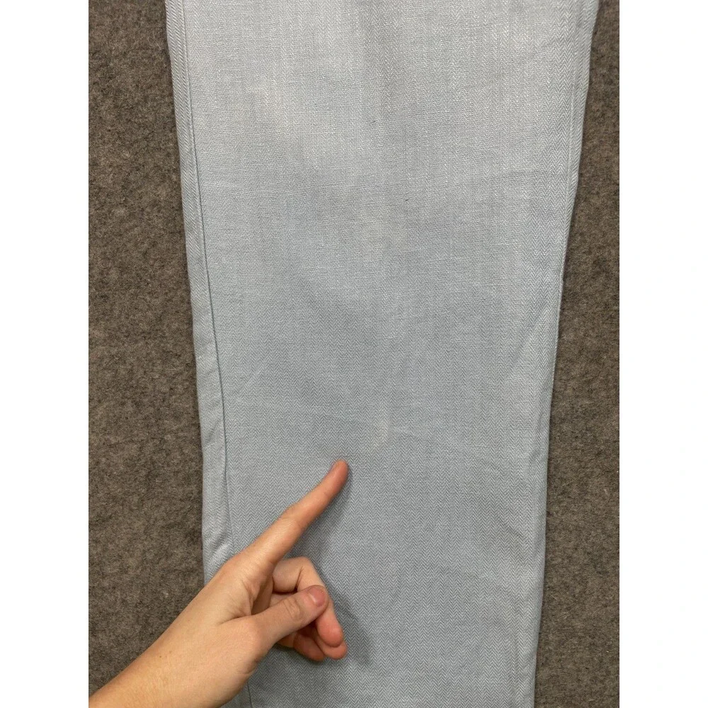 Vintage Polo Ralph Lauren Linen Pants 34x31 Light Blue Herringbone Trousers Read